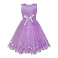 thumbnail image 2 of Robe de Demoiselle d'Honneur pour Fillette Violette avec Ceinture Mariage Fête Demoiselle d'Honneur 5 Ans, 2 of 7