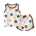 thumbnail image 1 of Hiiyo Ensemble pour Bébés Filles Été Pyjamas Dessin Animé Débardeur Sans Manches Haut Ensemble Short, 1 of 3