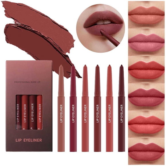 Lip Liner Pencil Set Smooth Long Lasting Non Stick Cup Velvet Lipstick Gift Makeup Set For Women And Girls,Pink Lip Liner
