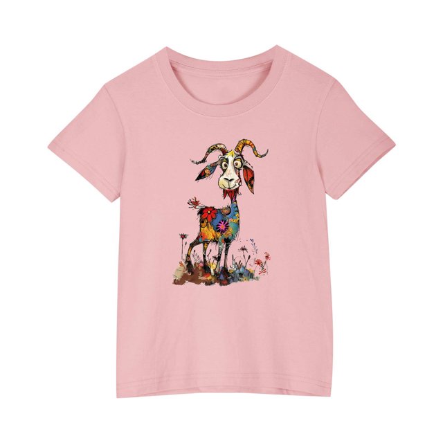RXIRUCGD 2025 Vêtements d'Été pour Enfants T-shirt Imprimé Mode Mignon Col Rond Manches Courtes
