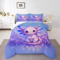 thumbnail image 1 of Erosebridal Ensembles de Couette Axolotl Mignon Format Grand, Couettes et Duvets Animaux Marins de Dessin Animé, Violet Rêveur, Réversible, 1 of 7