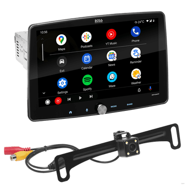 BOSS Audio Systems BE10ACP-C Système Audio Stéréo pour Voiture - Apple CarPlay, Android Auto, 10 Pouces Din Simple, Écran Tactile, Unité Principale Bluetooth, Récepteur Radio, Caméra de Recul, Sans Lecteur CD, Caméra de Recul