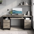 thumbnail image 1 of Bestier 59" Computer Desk with 4 Drawers, Office Executive Desk with File Drawer, Keyboard Tray for Home Office, Grey, 1 of 9