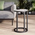 thumbnail image 1 of CorLiving Fort Worth Engineered Wood Round Top Indoor Side Table with C-Shaped Steel Base, White Marbled, 1 of 5