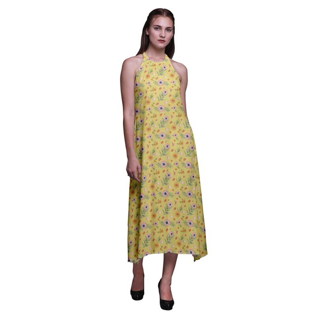 Bimba Floral Causal Long Dos Nu Licol Robe de Plage Imprimée Femmes-Xxx-Large