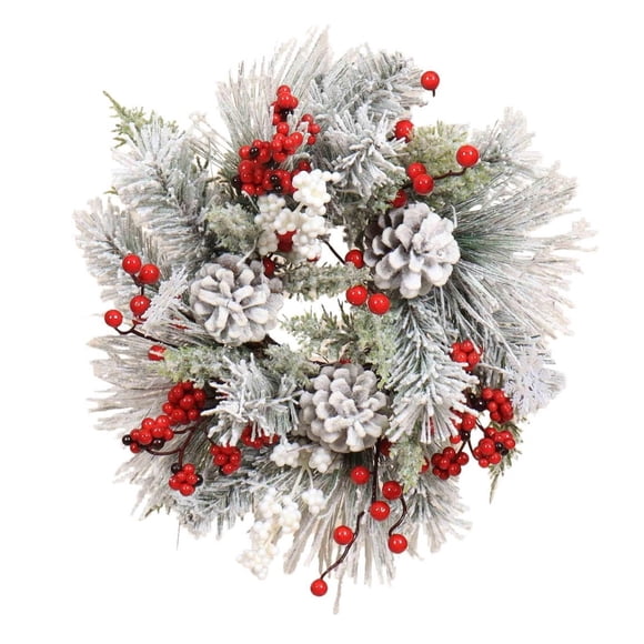Holiday Time 12Inch Wreath with berries and pinecones