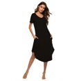 thumbnail image 3 of Chemises de Nuit à Manches Courtes pour Femmes, Col en V, Longueur Complète, Grande Taille, 3 of 4