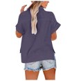 thumbnail image 3 of asjyhkr Blouses for Women Button down Short Sleeve T Shirt Solid Color Fashion Summer Tops Solid Color, 3 of 5