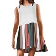 thumbnail image 1 of RKSTN Robes d'Été pour Femmes Décontractées Patchwork Sans Manches Col Rond Plissé Robes Amples Grande Taille Couleur Unie Taille Élastique Robes Midi, 1 of 4