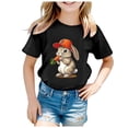 thumbnail image 4 of PMVFHDE Tenue de Pâques pour Filles T-Shirt Graphique de Pâques / Imprimé Lapin & Œuf Manches Courtes Col Rond / Tee-Shirt en Coton Doux pour Tout-Petit / Tenue Décontractée Printemps Été Noir, 4-5 Ans, 4 of 4