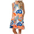 thumbnail image 1 of EQWLJWE Longue Robe pour Femmes Mode Femmes Sans Manches Col Rond Été Confortable Imprimé Poches Décontractée Ample Robe Débardeur, 1 of 6