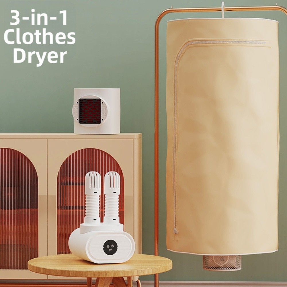 Portable 3-in-1 Folding Clothes Dryer, 600W Desktop Heater & Shoe Dryer, Fast Drying For Home Travel, 10KG Capacity