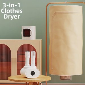 Portatif 3-in-1 Séchoir à vêtements pliants, 600W Chauffage de bureau & Séchoir à chaussures, séchage rapide pour les voyages à la maison, 10KG Capacité