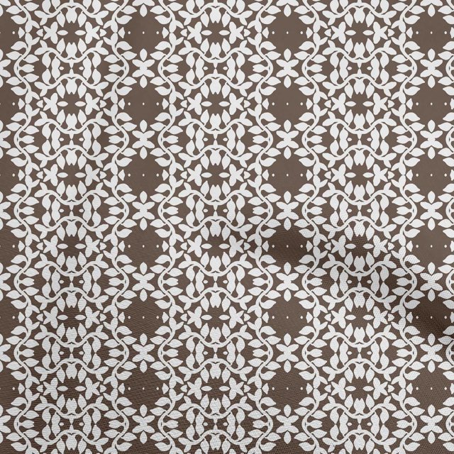 oneOone Georgette Viscose Brown Fabric Asian Floral Block Sewing Material Print Fabric By The Yard 42 Inch Wide