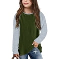 thumbnail image 2 of Toddler Girls Summer Tops Tees Casual Raglan Long Sleeve Color Block Patchwork Stylish Tee Blouse Spring Shirts For Boy 10-11T, 2 of 7