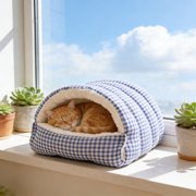 ZZkhGO Pet Villa Cats Bed Removable Dog Bed, Winter Warm Two Purpose Pet Nests, Semi Enclosed Washable Pet Mat for Cats Dogs