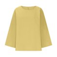 thumbnail image 4 of Tnhcen Chemise Décontractée à Manches 3/4 en Mélange de Coton et Lin pour Femmes, Col Rond, Automne - Grande Taille, Confortable, Tailles P-5TG, 4 of 6