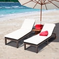 thumbnail image 1 of Costway 2PC Patio Rattan Lounge Chair Chaise Recliner Back Adjustable Cushioned W/Wheels, 1 of 9