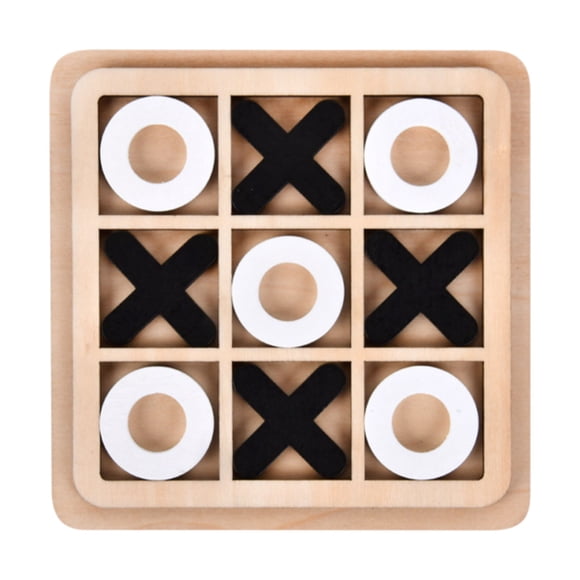 C Childrens Wooden Tic Tac Toe Game Noughts And Crosses Educational Strategy Toy Board For Parent Child Fun