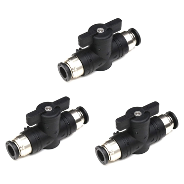 Valve de Connexion Poussée 6mm Valve à Bille 6mm Contrôle de Débit d'Air Raccords de Tube de Vanne Rapide Lot de 3