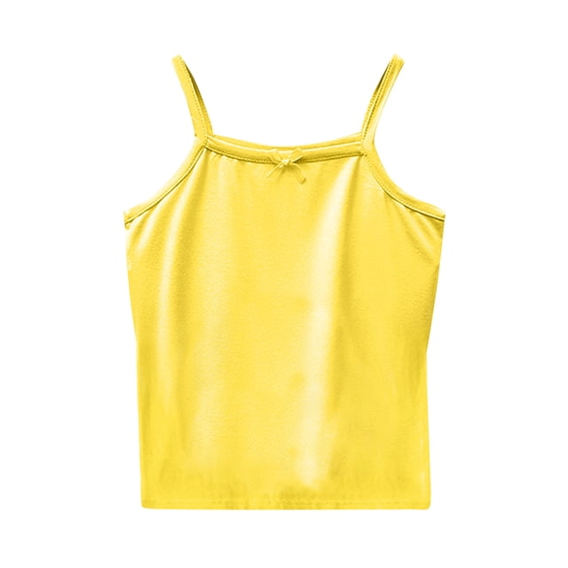 Plebaso Kids Girls Sleeveless T-Shirt Solid Color Spaghetti Strap Top Tee Baby Summer Clothes