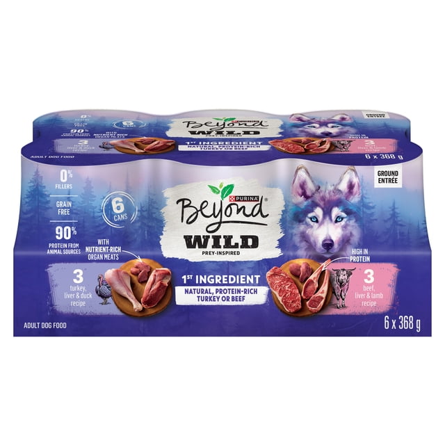 Beyond Wild Turkey & Beef Variety Pack, Wet Dog Food 368 g x 6