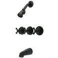 thumbnail image 3 of Kingston Brass KB235AX Tub Shower Faucet Set w 3-Cross Handle, Oil Rubbed Bronze, 3 of 5