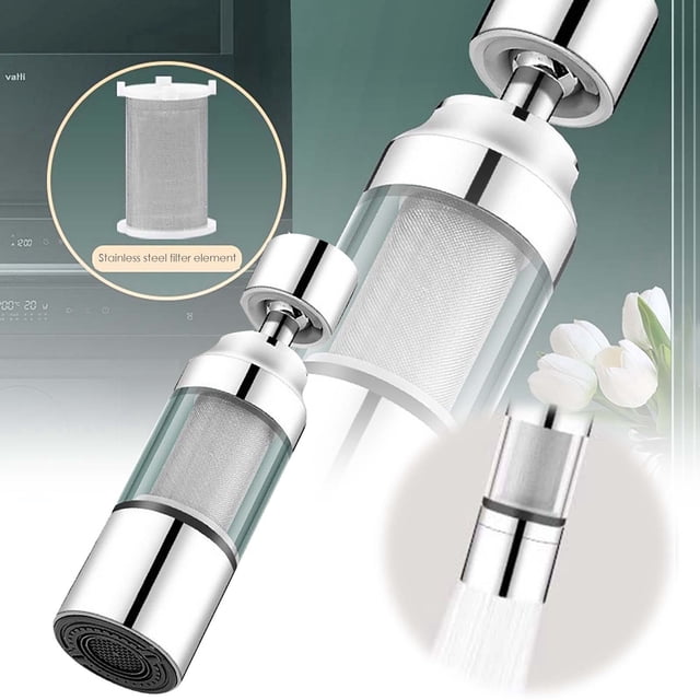 Filtre d'Eau pour Robinet de Cuisine à Domicile – Filtration Activée avec Fluorure et Réduction, Filtre de Robinet Rotatif à 360° en Acier Inoxydable pour Eau Dure