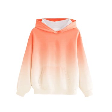 Milgrthf Colorful Stripes Hoodies Sweatshirts for Tween Girl Oversized Casual Pocket Long Sleeve Hooded Pullover for Fall Winter Orange 7 Years