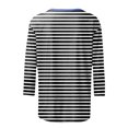 thumbnail image 5 of Blouses pour Femmes Mode Blouses à Rayures Imprimées pour Femmes T-Shirt à Manches Trois-Quarts Haut à Col Rond, 5 of 5