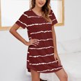 thumbnail image 2 of 2025 Chemises de Nuit pour Femmes à Manches Courtes Rayées Dames Grande Taille Chemises de Nuit Imprimées Nuisette Col Rond Mignonne Petite Chemise de Nuit Robe de Nuit Confortable, 2 of 4