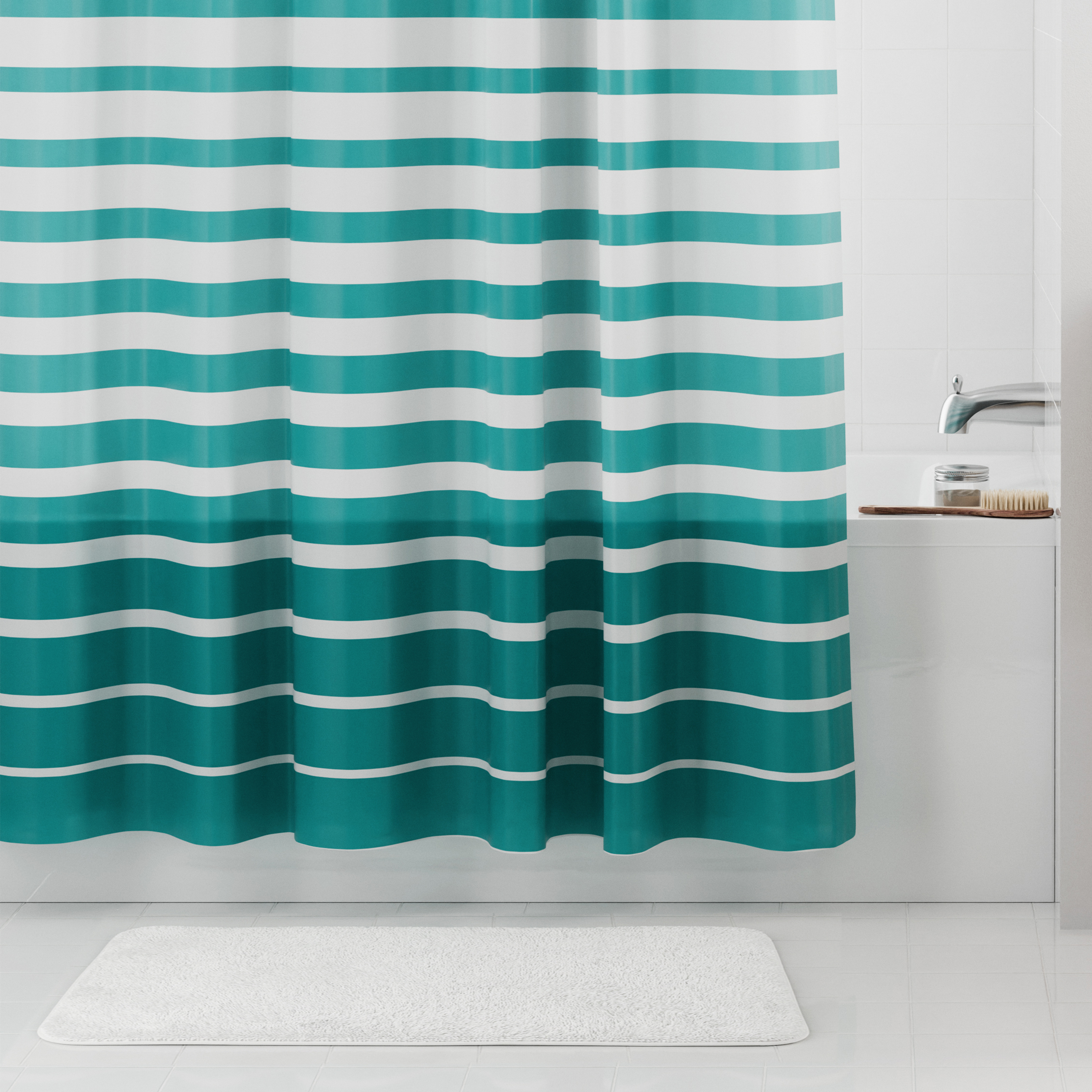 Rideau de douche imperméable Mainstays à rayures modernes en PEVA