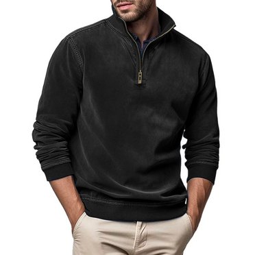 DecSea Polos à Manches Longues pour Hommes, Mode, à Blocs de Couleur, T-Shirts à Fermeture Éclair