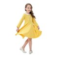 thumbnail image 3 of B91xZ Robe Fille Manches Volantées Ligne A Chandail Robe d'Été Décontractée Midi, Jaune 2-3 Ans, 3 of 5