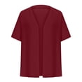 thumbnail image 4 of CFLVAEK Fall Cardigan Sweaters for Plus Size Women Casual Short Sleeve Open Front Shrugs Soft Solid Color Cropped Boleros Lightweight Cardigans Cover Ups Wine XXL, 4 of 7