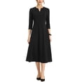 thumbnail image 1 of INSPIRE CHIC Robe de Travail pour Femme Ligne A Manches 3/4 Robe Midi Élégante TP Noir, 1 of 6