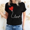thumbnail image 1 of Meichang Hauts pour Femmes T-Shirts de la Saint-Valentin T-Shirts de Fête à Col Rond T-Shirts à Imprimé Cœur d'Amour T-Shirts à Manches Courtes Jolis Tees Blouses en Liquidation, 1 of 5