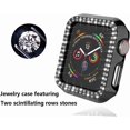 thumbnail image 2 of KOMI Bling Case Compatible For Apple Watch 38mm 40mm 42mm 44mm, Crystal Diamond Apple Watch Protector Case Slim PC Anti-Scratch Bumper Frame Protective Cover For iWatch Series SE/6/5/4/3/2/1 Black, 2 of 5