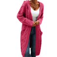 thumbnail image 1 of Women Hooded Open Front Cardigan Cable Knit Sweaters Solid Chunky Long Sweater Coats with Pockets, 1 of 5