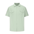 thumbnail image 5 of cfhntfmh Short Sleeve Shirts for Men Button down Summer Casual Collared V Neck Tops Solid Color Beach Blouses, 5 of 5