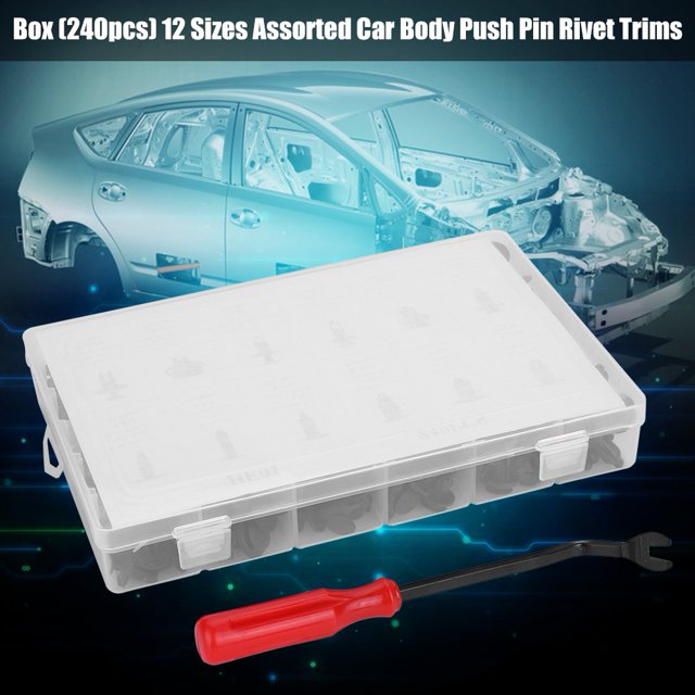 240 Pcs 12 Tailles Assorties Retenue de Panneau de Porte Pare-Chocs à Rivets à Goupille de Poussée de Voiture avec Tournevis pour Trousse Universelle de Réparation de Véhicule