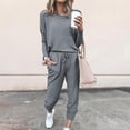thumbnail image 2 of Yuyuzo Womens Casual Solid Color Set Sweatsuit Pullover Jogger Pants Two Piece Outfit Tracksuits, 2 of 5