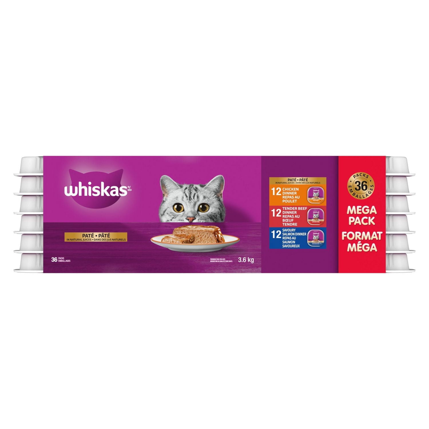 Whiskas Chicken, Beef & Salmon Pate Variety Pack Wet Cat Food