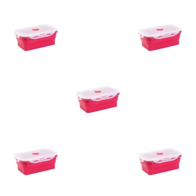 Thinsony Silica Gel Lightweight And Compact For On--Go Sealed Preservation Box Microwave Lunch Box Silicone Lunch Box red 1200ml 5Set