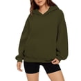 thumbnail image 4 of Sweats À Capuche Femme Fall Solid Oversize Hoodie Basic Pullover Sweatshirt Long Sleeve Drop Shoulder Design Chandail Femme Army Green XXXXL, 4 of 6