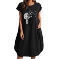 thumbnail image 1 of Robes pour Femmes 2022 Robe à Manches Courtes à Col Rond Grande Taille Robe Imprimée Décontractée Ample d'Été Midi avec Poches, 1 of 4