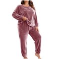 thumbnail image 2 of Ounisa Women Plus Size Pajama Set, Long Sleeve Button-Down Soft Comfy Two-Piece Sleepwear Lounge Set, 2 of 5