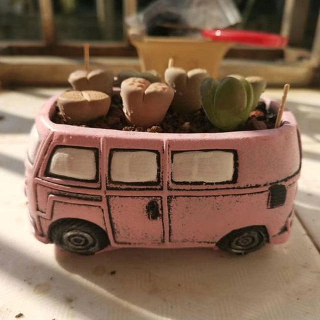 VONKY Small Planter Pots Durable And Stylish Addition To Any Space Plant Garden Ceramic Planter Pots blue car 1Set