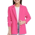 thumbnail image 1 of Girls Long Sleeve Notched Lapel Collar Open Front Casual Jacket with Inner Pocket Kids Suit, 1 of 8