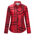 thumbnail image 4 of IROINID Reduced Womens Plus Size Tops Lounge Lapel Top Loose Buttoned Long Sleeve Plaid Print Blouse,Red, 4 of 8
